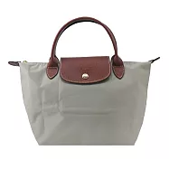 LONGCHAMP LE PLIAGE系列短把再生尼龍摺疊水餃包(小) 小石子灰