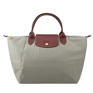 LONGCHAMP LE PLIAGE系列短把再生尼龍摺疊水餃包(中) 小石子灰