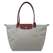 LONGCHAMP LE PLIAGE系列長把再生尼龍摺疊水餃包(中) 小石子灰