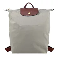 LONGCHAMP LE PLIAGE系列再生尼龍摺疊後背包(中) 小石子灰