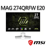 msi微星 MAG 274QRFW E20 27吋 白 平面電競螢幕 (27"/2560x1440/16:9/200Hz/IPS/白色)