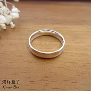 【海洋盒子】4MM寬。質感厚度圓弧亮面拋光S990足銀純銀戒指.閉口戒指 國際圍12.5號(內刻港圍15)