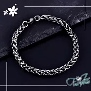 【伊飾童話】嘻哈麻花 不鏽鋼中性復古氣質鋼色手鍊 麻花