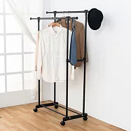 【H&R安室家】台製時尚雙桿延伸曬衣架-黑 HG60B