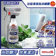 (2瓶超值組)日本KAO花王- Air Jet強速連射洗淨力浴室清潔泡沫噴霧390ml/瓶-清香藍(衛浴地板防粉紅汙漬,排水口消臭芳香防霉,廁所淋浴間黏液髒垢多效洗滌)