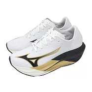 Mizuno 美津濃 競速跑鞋 Wave Rebellion Flash 3 男鞋 白黑金 緩衝 J1GC2621-01 28.5cm WHITE/BLACK