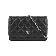 CHANEL 經典CC Logo 銀釦小羊皮革WOC_展示品 (黑色)