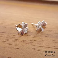 【海洋盒子】帶來幸福的四葉鑲鑽幸運草S999純銀耳環