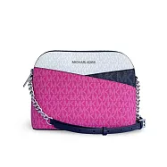 MICHAEL KORS 三色拼接鍊條貝殼包-桃白灰