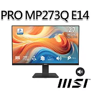 msi微星 PRO MP273Q E14 27吋 平面螢幕 (27"/2560x1440/16:9/144Hz/IPS/喇叭)