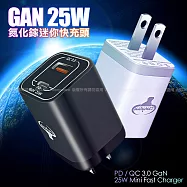 Cowhorn 25W GAN 氮化鎵雙孔 迷你快充頭適用三星PD/QC 平板 手機 Switch 快速電源供應器 黑色