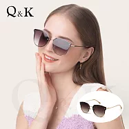 【Q&K】摩登風金屬太陽眼鏡/微菱形金邊暮影 抗UV400/輕奢金屬細框/精品款穿搭/明星同款墨鏡