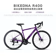 BIKEDNA R400 鋁合金彎把碟煞版甩把公路車,14速煞變合一易操控入門競速碟煞彎把跑車破風CP首選- 紫色