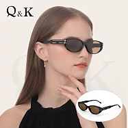 【Q&K】高級感貓眼偏光太陽眼鏡/暮茶棕/復古經典款/TR90輕量材質 抗UV400/精品款穿搭