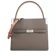 TORY BURCH LEE RADZIWILL 撞色荔枝紋手提/斜背兩用包(小)- 橡木灰