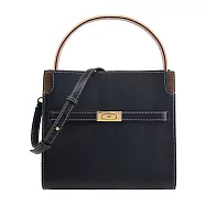 TORY BURCH LEE RADZIWILL 撞色皮革手提/斜背兩用包(小) 黑色