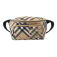 BURBERRY 經典格紋戰馬LOGO小型肩背/腰包- 沙米色