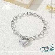【伊飾童話】歐美時尚 經典愛心造型OT釦手鍊/鋼色 鋼色