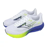 Mizuno 美津濃 慢跑鞋 Wave Rider 29 超寬楦 男鞋 白 藍 波浪片 緩震 回彈 J1GC2504-53 27.5cm WHITE/BLUE