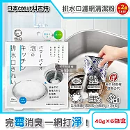 (2盒12包超值組)日本COGIT科吉特-BIO廚房排水口濾網去污消臭防霉清潔粉40gx6包/盒 (流理臺排水孔非氯系除垢粉,菜渣過濾器發泡洗滌劑,不鏽鋼提籠靜置潔淨)
