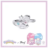 STORY故事銀飾-LittleTwinStars 50th星舞系列-雙子星晶鑽純銀戒指 國際圍#9