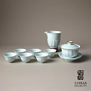 【陸寶LOHAS】蓮華蓋碗茶組 一蓋碗一海六杯 描金工藝 茶具組 青瓷冰裂