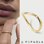 PD PAOLA 西班牙時尚潮牌 簡約6白鑽戒指 S波浪金色戒指 AIR L