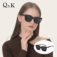 【Q&K】高級感偏光太陽眼鏡|微奢黑金方框|TR90輕量・抗UV400・防眩光|精品穿搭必備