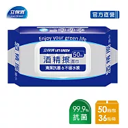 【立得清】酒精擦濕紙巾 清潔抗菌 擦拭無水痕-食品及酒精(50抽x36包)-箱購