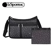 LeSportsac 2026春季新品 Deluxe Everyday Bag 奢華斜背包(7507) HF40俏皮圓點(黑底黑邊)