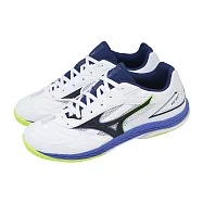 Mizuno 美津濃 桌球鞋 Wave Drive 9 男鞋 女鞋 白 黑 藍 波浪片 抓地 81GA2205-61 23.5cm WHITE/BLACK-BLUE