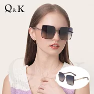 【Q&K】法式名媛方框偏光太陽眼鏡|奶霧茶|高級感TR90大框・顯小臉抗UV400・精品穿搭墨鏡