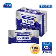 【立得清】75%酒精擦濕紙巾 清潔抗菌 擦拭無水痕-單片裝(30片x12包)