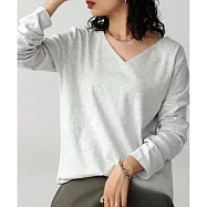 日本Antiqua|博主最愛!爆款!|最強鎖骨美人|純棉大V領長袖T恤|單穿疊搭 NA-00105 L 燕麥米