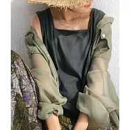 日本Antiqua|迷人鎖骨線條|加寬肩帶隱藏內衣|100%純棉方領背心|單穿疊搭 NA-00331 FREE 冷灰色