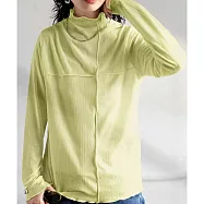 日本Antiqua|菁英高智薄紗高領|長袖T恤|隨機皺褶單穿疊穿好搭配|實穿包色基本款 FREE 黃色