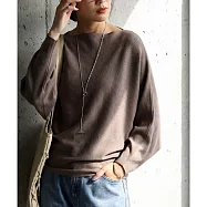 日本Antiqua|優雅精緻及腕蝙蝠袖|柔軟修身不緊身|一字領收腰針織T恤|包色上班最實穿 PKS-00007 FREE 灰褐色