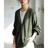 日本Antiqua|優雅精緻冷氣小外套|鏤空針織開襟衫|增加造型變化度|外搭超精緻 PN-00573 FREE 軍綠