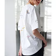 日本Antiqua|不同質感印花精緻特別|挺版純棉短袖T恤|單穿不無聊|疊穿顯個性 YZ-00104 XS-L 白色Regular