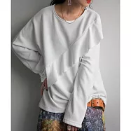 日本Antiqua|優雅質感荷葉邊|柔軟自然垂墜|寬領薄長袖|包色款百搭時髦|自帶層次變化 YA-00443 FREE 白色