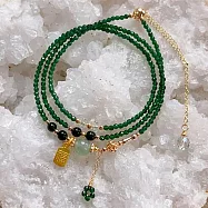 【水星記】財富好運綠尖晶福牌能量美型三圈手鍊(57040)