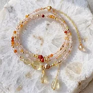 【水星記】財富好運黃兔毛黃水晶水滴墬美型三圈手鍊(25080)