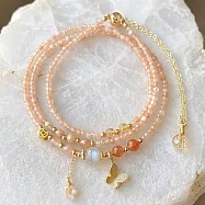 【水星記】能量招財太陽石蝴蝶墬飾花朵美型三圈手鍊(06085)