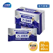 【立得清】75%酒精擦濕紙巾 清潔抗菌 擦拭無水痕-單片裝(30片x60包)-箱購