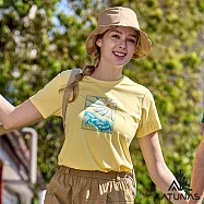 【ATUNAS 歐都納】女款ATUNAS-TEX短袖T恤/棉感圖T/吸濕排汗/防曬透氣/大尺碼A2TS2607W- XS 黃