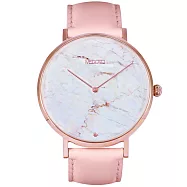 【MEDOTA】Marble大理石系列簡約粉色真皮手錶 / MB-6802