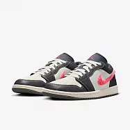 Nike 休閒鞋 Wmns Air Jordan 1 Low 女鞋 男鞋 深灰 螢光粉 AJ1 26cm GREY/PINK