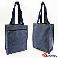 ihome 松創雙拉鍊直式提袋 牛仔風A4資料袋(單品) 藍色