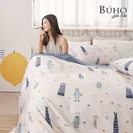《BUHO》台製300織100%TENCEL&trade;純天絲&trade;8x7尺加大兩用被+枕套三件組 《怪趣星球》