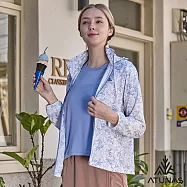 【ATUNAS 歐都納】女款循環蚊瘋不動涼感連帽外套/防蚊驅蟲/防曬輕薄透氣/大尺碼A1GA2603WC- S 藍印花
